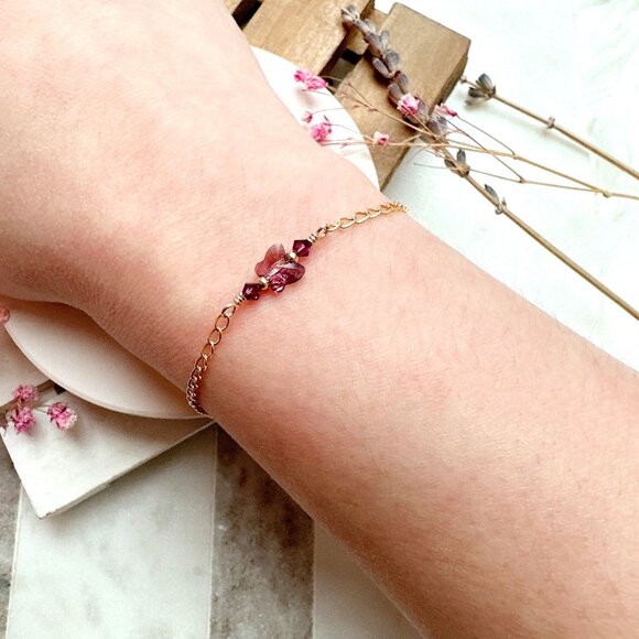 New Crystal Butterfly Gold Chain Bracelet | Handmade in British Columbia - Picture 5 of 5